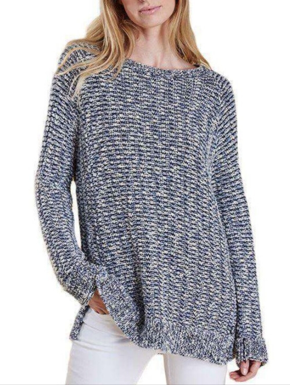 Barbour Bowline Knit Sweater Tunic Naval Blue Size 16 Nautical Preppy Cotton